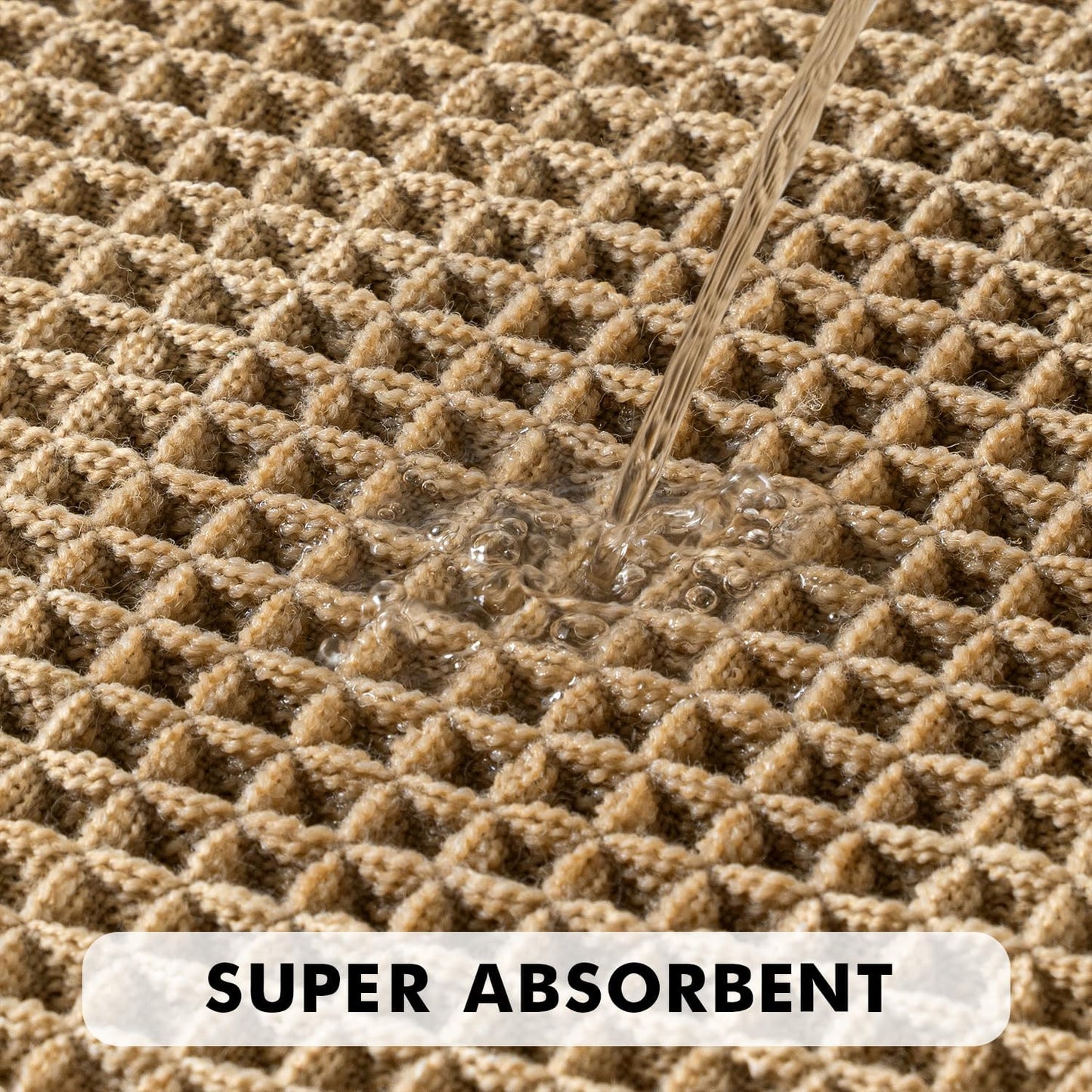MIULEE Waffle Bathroom Rugs Set of 2 - Non-Slip, Super Absorbent & Ultra Soft, Brown 18x30 Inch