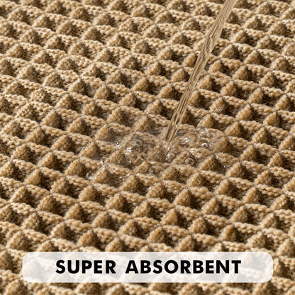 MIULEE Waffle Bathroom Rugs Set of 2 - Non-Slip, Super Absorbent & Ultra Soft, Brown 18x30 Inch
