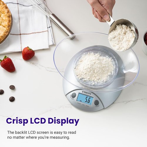 Etekcity Digital Food Kitchen Scale - Accurate Ounces & Grams Measurement | 11lb/5kg Capacity, Backlit Display