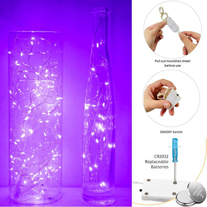 SunKite 20 LED Purple Fairy String Lights - Battery Operated, Waterproof 6.6 Feet | Perfect for DIY Decor & Parties