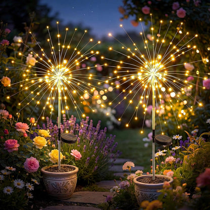 Solar Firework Lights - 120 LED Starburst Garden Lights | Waterproof Outdoor Decor - 2 Pack