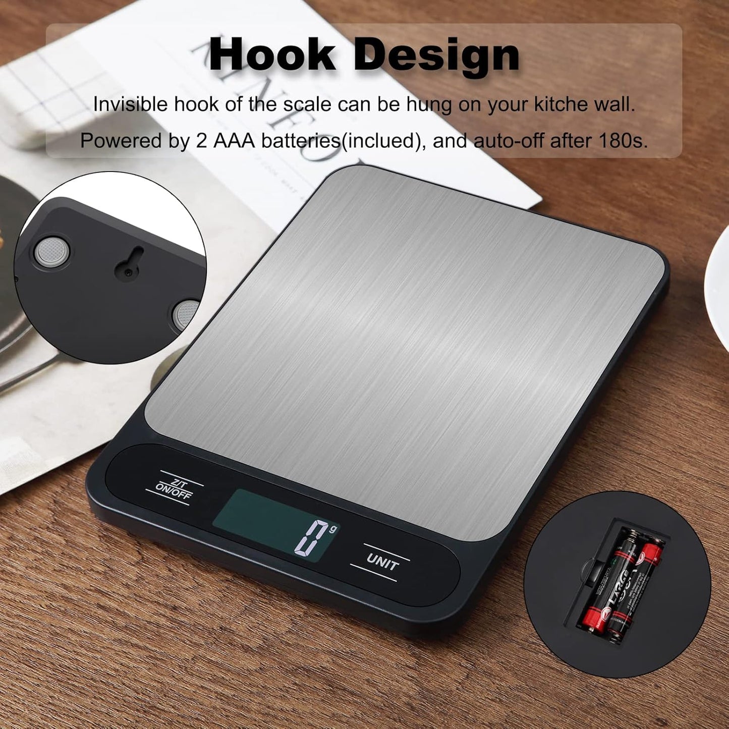 Skiennix Digital Kitchen Scale - 10kg/22lb Capacity for Accurate Grams & Ounces Measurements