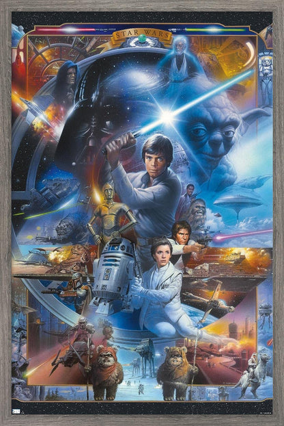 Trends International Star Wars: Original Trilogy - Collage Wall Poster, 34L x 22.4W, Barnwood Framed Version