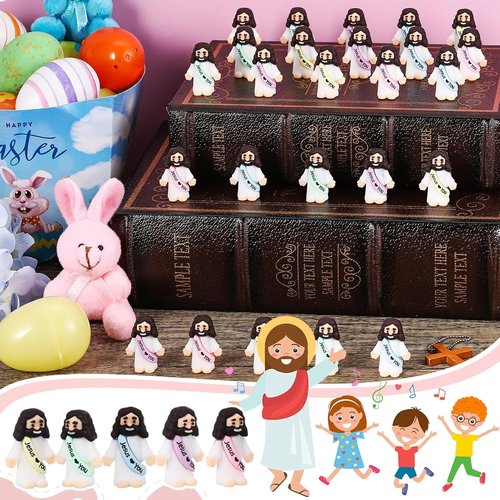Bememo 25 Pcs Jesus Figures - Mini Rubber Toys for Christmas & Baptism Gifts | Macaron Colors