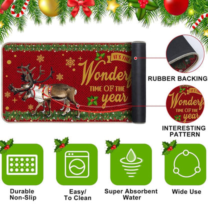Santa Black Kitchen Rugs 2-Piece Set 17x29 & 17x47 Inches