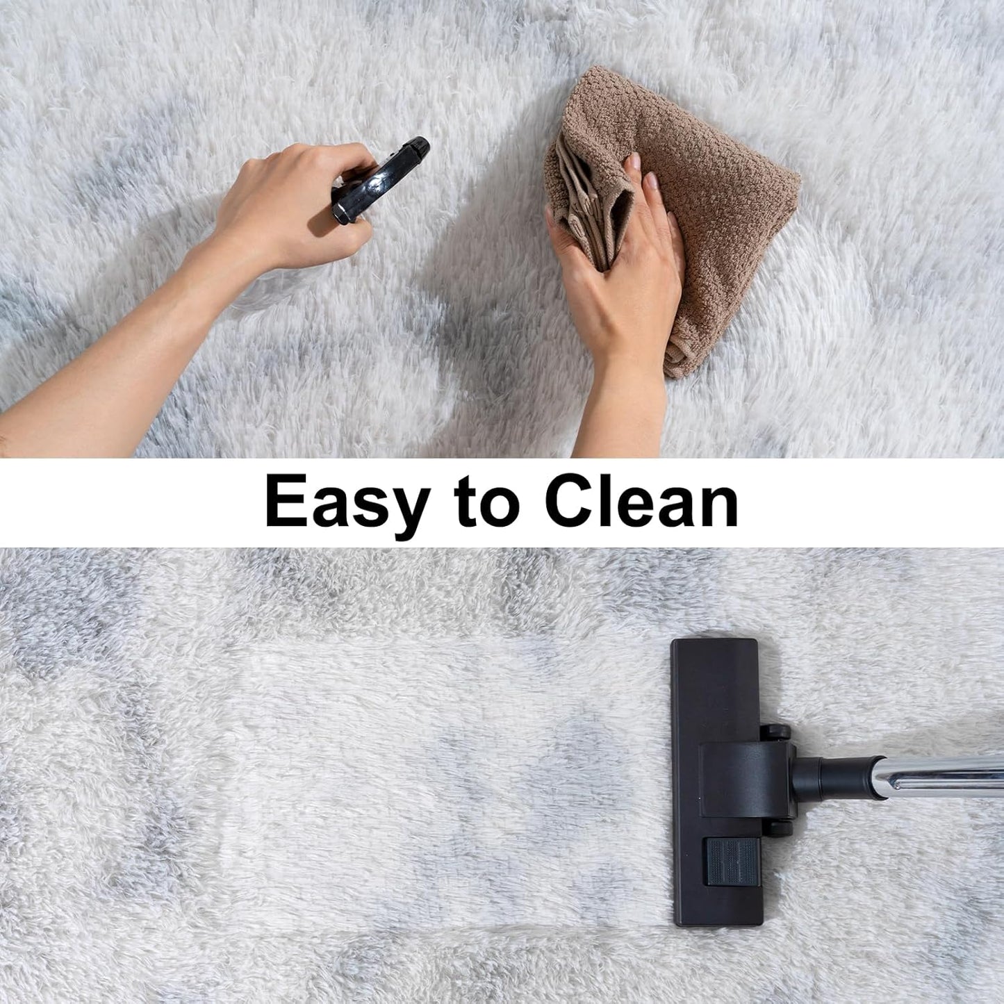 Skiennix Ultra Soft Runner Rug - Non-Slip Rubber Backing & Thick Memory Sponge | 2x3 Feet Light Grey Shag Area Rug