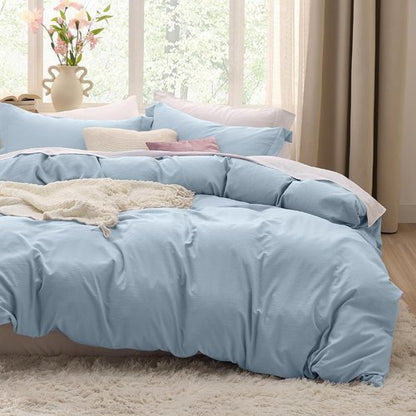 Bedsure Celestial Blue Duvet Cover Set - King Size 3-Piece Extra Soft Bedding, 104x90 Inches with Zipper Closure & 2 Pillow Shams