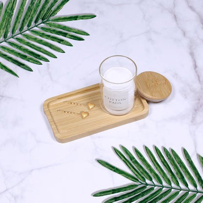 INIUNIK Qtip Holder - 2 Pack Glass Apothecary Jars with Lids for Bathroom Organization | Cotton Ball & Swab Storage
