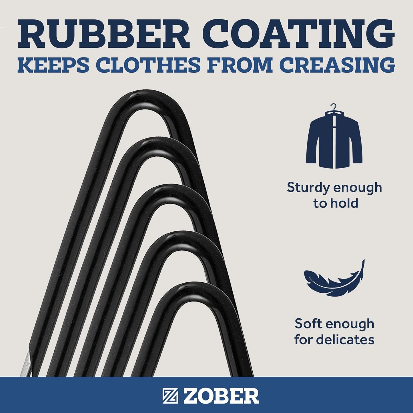 Zober Non-Slip Pants Hangers - 40 Pack Open-Ended Metal Hangers for Jeans & Clothes | Durable & Space-Saving (Black)