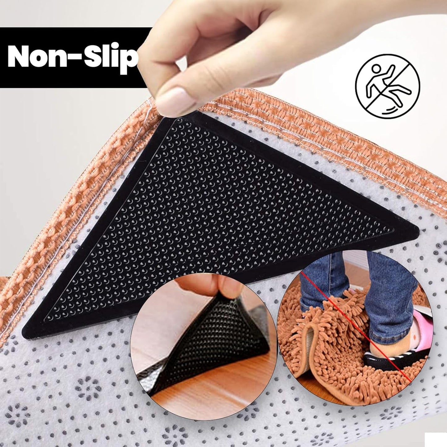 Muddy Mat® Heavy Duty Non-Slip Rug Corner Pads - Double-Sided Adhesive for Hardwood Floors | Pack of 4