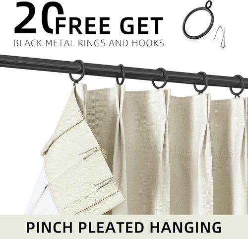 ChrisDowa Blackout Linen Curtains - 84-Inch Pinch Pleated Thermal Insulated Drapes | 2 Panels for Living Room & Bedroom