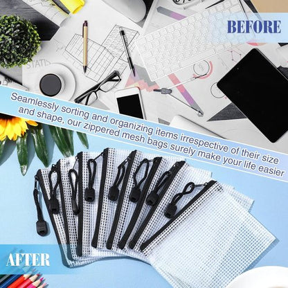 Jetec 32 Pcs Mesh Zipper Bags - Waterproof Reusable Organizer for Toys & Bikinis | Black, 5.1 x 4.1 Inch