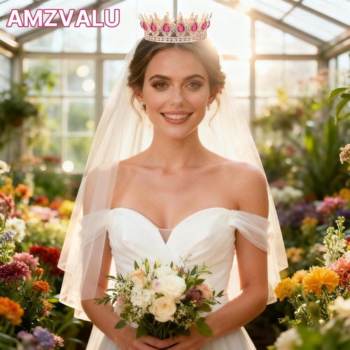 AMZVALU Crown Cake Topper Set - 3 Happy Birthday Decorations with Ball Candles & Butterflies | Rose Gold & Pink