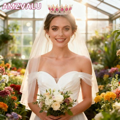 AMZVALU Crown Cake Topper Set - 3 Happy Birthday Decorations with Ball Candles & Butterflies | Rose Gold & Pink