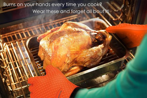 KITCHEN PERFECTION Silicone Smoker Oven Gloves - Extreme Heat Resistant BBQ Mitts | Waterproof & Versatile for Grilling, Frying & Smoking
