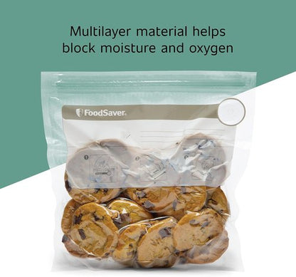 FoodSaver Vacuum Zipper Bags - 1-Quart Size | BPA-Free Multilayer Construction for Freshness