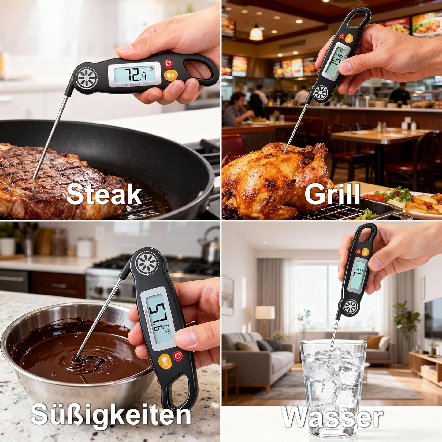 Antonki Digital Meat Thermometer - Instant Read Cooking Thermometer with Backlight | Perfect for Grilling, Baking, BBQ