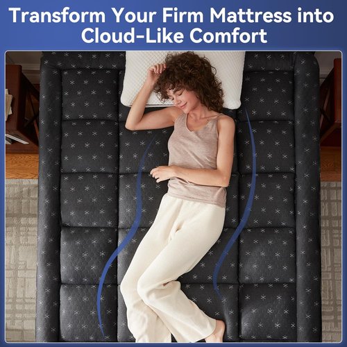Anluoer Queen Memory Foam Mattress Topper - Thick Pillow Top for Back Pain Relief | 60x80 Inches, Dark Grey