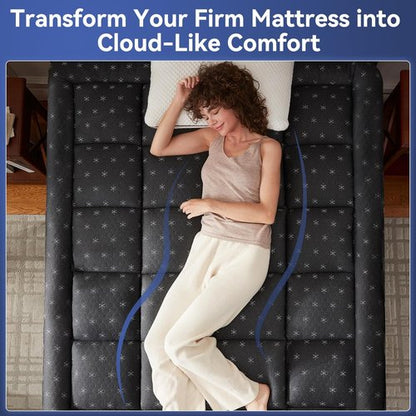 Anluoer Queen Memory Foam Mattress Topper - Thick Pillow Top for Back Pain Relief | 60x80 Inches, Dark Grey