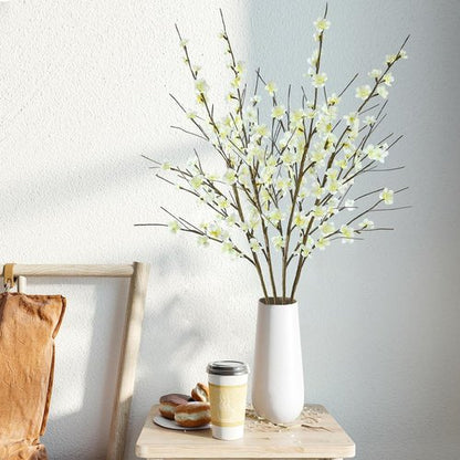 Krissing Cherry Blossom Branches - 39” Tall Artificial White Flowers for Home & Wedding Decor