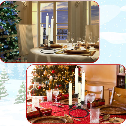 Sliner Christmas Advent Wreath Candle Holders - Rustic Metal Spiral Design | 3-Piece Centerpiece Set