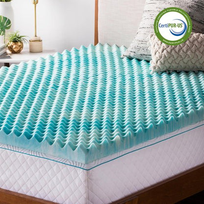 Linenspa 2 Inch Gel Memory Foam Mattress Topper – Egg Crate Style, Reversible for two feels – Promotes Airflow & Relieves Pressure Points – Full