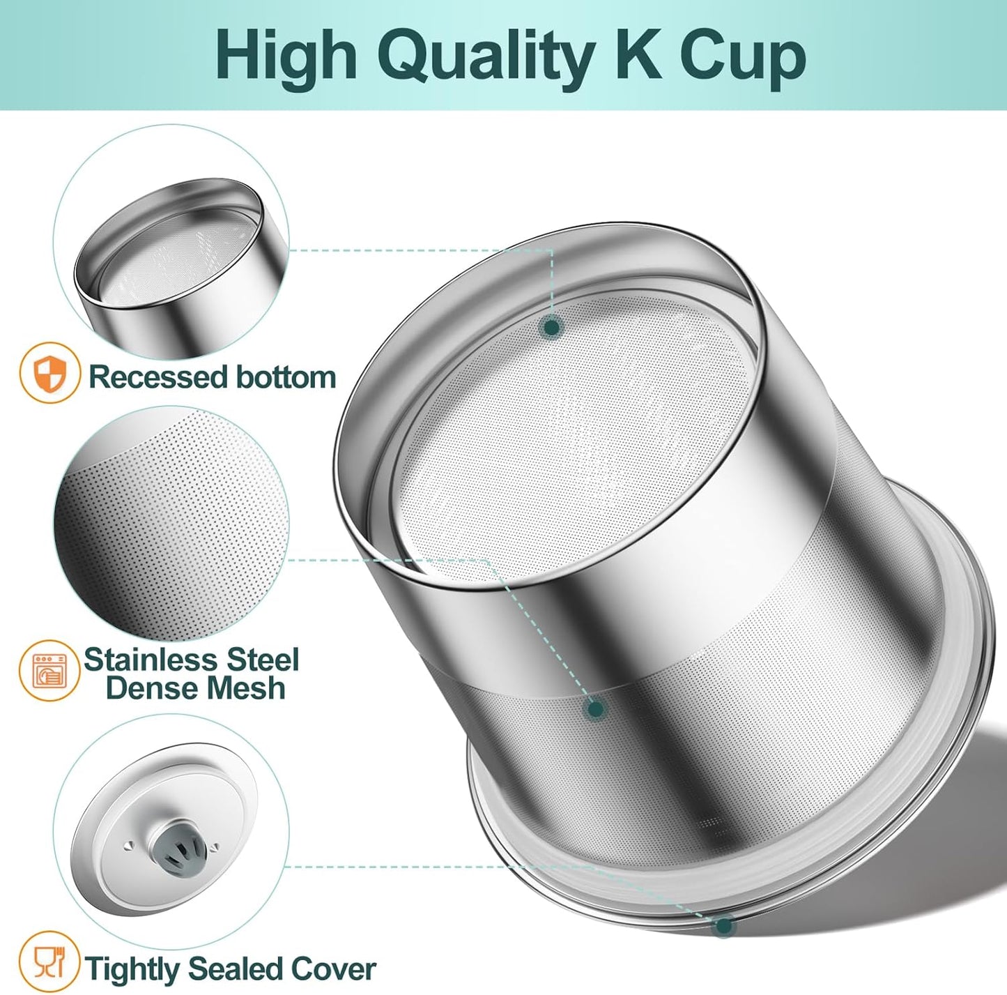 RETHONE K Cup Reusable Coffee Pods - Stainless Steel Compatible with Keurig 1.0 & 2.0 | 1 Pack