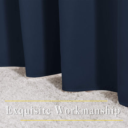 NICETOWN Blackout Curtains and Drapes for Kitchen - Thermal Insulated Solid Grommet Top Blackout Panels/Draperies for Kid's Room (Navy, 1 Pair, 52 x 63 Inch)