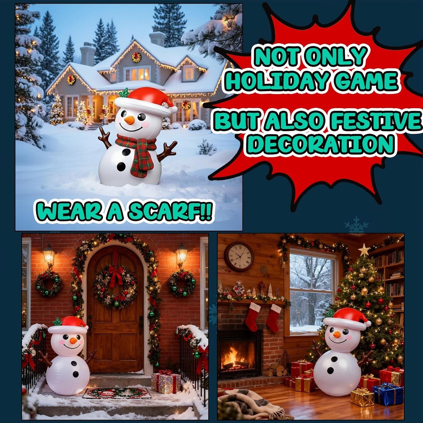 Regine Switzerland Inflatable Reindeer Ring Toss Game - Fun Family Christmas Party Activity | Holiday Decor