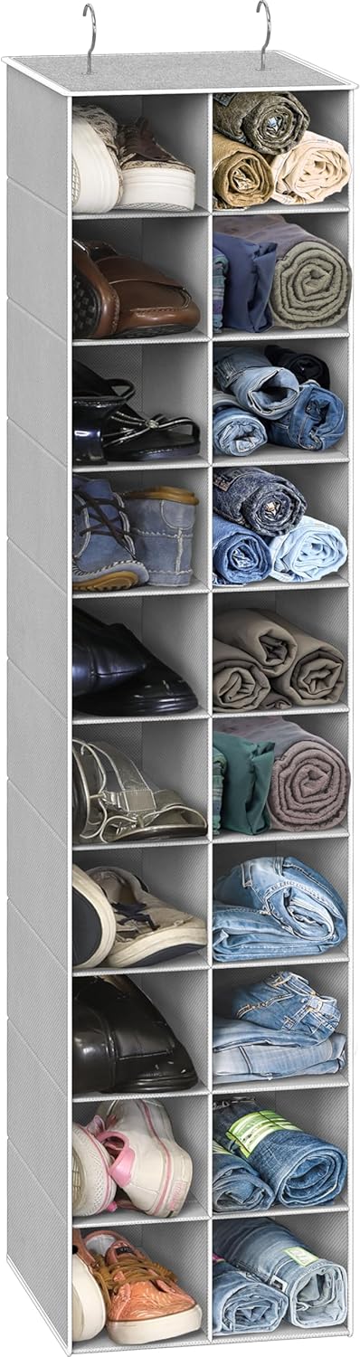 Simple Houseware 20-Section Hanging Shoe Organizer - Gray Closet Storage Solution