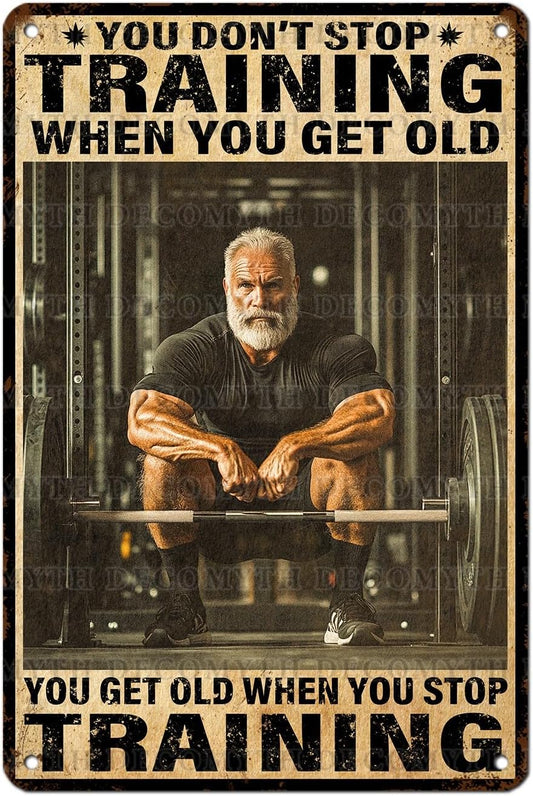 Vintage Metal Tin Sign by Home Gym Decor - Motivational Wall Art for Bodybuilders | 12x8 in Retro Fitness Poster