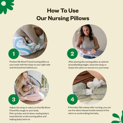 My Brest Friend Organic Cotton Deluxe Nursing Pillow Cover - Slipcovers For Baby - Adjustable Fit, Easy Care, Durable - Original Nursing Pillow Not Included, Organic Cream