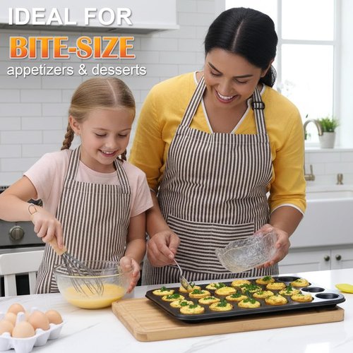 E-far Mini Muffin Pan - 24-Cup Nonstick Bakeware for Perfect Mini Muffins & Cupcakes | Oven Safe, Warp-Free