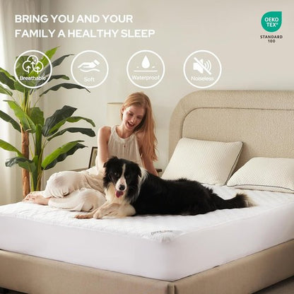 BEDLORE Waterproof Mattress Protector - Soft Noiseless Queen Size Pad | Deep Pocket Fitted Up to 18 Inches