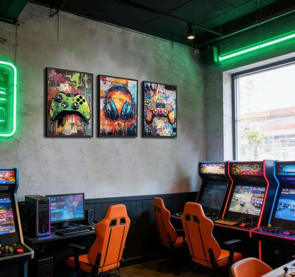 **Skiennix Gaming Graffiti Canvas Wall Art - Cool Video Game Prints for Gamer Room | Unframed 16x24x3 Inch**