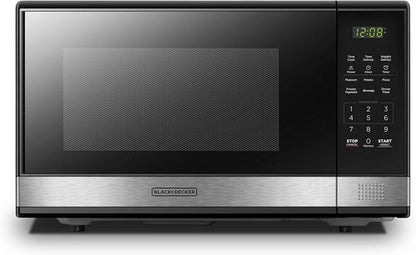 BLACK+DECKER Digital Microwave Oven - 1000W Power, Child Safety Lock, 1.1 Cu.ft, Black & Stainless Steel