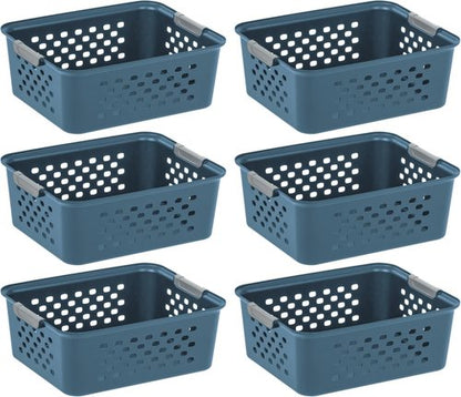 IRIS USA Plastic Storage Basket - Medium 6-Pack | Eco-Friendly Organizer for Pantry, Closet & Laundry Room