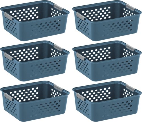 IRIS USA Plastic Storage Basket - Medium 6-Pack | Eco-Friendly Organizer for Pantry, Closet & Laundry Room