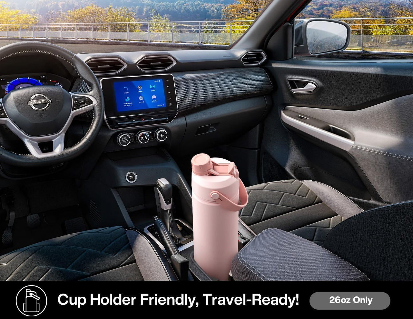 POWCAN 26 oz Insulated Water Bottle - 2-in-1 Straw & Spout Lid, Leak-Proof, Fits Car Cup Holder | Queen Design