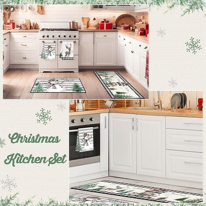 Rustic Christmas Kitchen Set - 12 Pcs Aprons, Towels, Runners & More (Variation: Rustic Style)