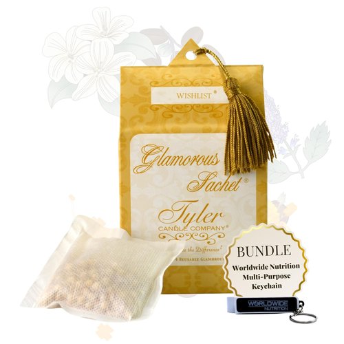 Worldwide Nutrition Tyler Candle Company Dryer Sheet Sachets - Tyler Scented - Glamorous Reusable Dryer Sheets - 1 Pack, 4 Sachets, Multi-Purpose Key Chain