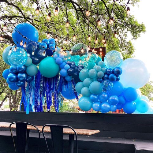 Bezente Blue Balloons Set,60pcs 12 inch Metallic Blue Pearl Blue Navy Blue Pastel Blue Latex Balloons Kit for Birthday,Baby Shower,Wedding,Graduation Party Decorations