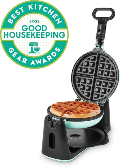 Dash Flip Belgian Waffle Maker - Nonstick Rotating Design with Quick Heat-Up for Easy Breakfasts - Aqua