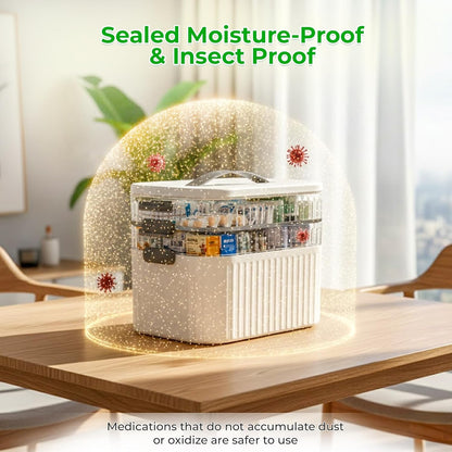 Multi-Tier Medicine Storage Box by [Brand Name] - Portable First Aid Organizer for Home & Travel | Large Pill Cabinet with Bonus 7-Day Pill Case (3-Tier & 4-Tier Options)