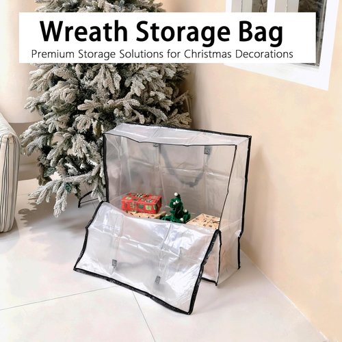 4 Pack Wreath Storage Bags by [Brand Name] - 26 Inch, 90L Capacity with Reinforced Handles & Smooth Zippers | Foldable for Christmas & Seasonal Wreaths