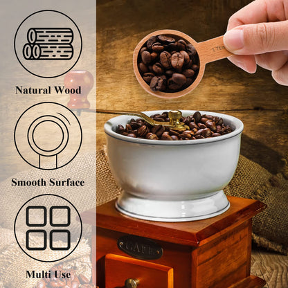 Tebery 8 Pack Wood Measuring Scoops for Canister, 1 Tablespoon Beech Coffee Scoop Measuring Spoons for Coffee Beans, Ground Coffee, Protein Powder, Spices, Tea and Bath Salt