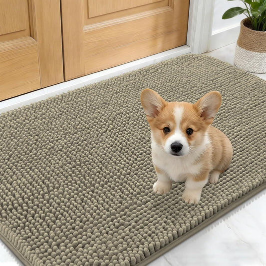 OLANLY Dog Door Mat - Absorbent Non-Slip Mud Mat for Indoor Use | 24x16 Inches, Warm Taupe