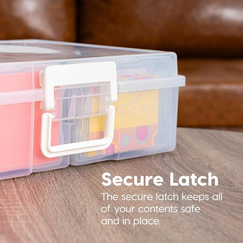 IRIS USA Photo Organizers - 4" x 6" Storage Box with Handle & 16 Inner Cases for Easy Organization - Clear