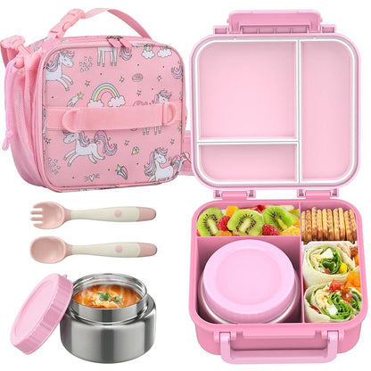 Kids Bento Lunch Box Set with 9oz Soup Thermo - Pink Variation