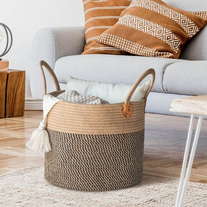 CHICVITA Wicker Laundry Basket - Stylish Storage Solution With Handles | 14" X 14" X 12" for Blankets, Toys, Clothes
